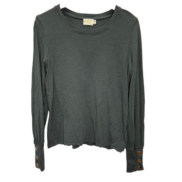 Nation LTD Jonnie Snap Long Sleeve Top in Hunter Green Size L Womens - Picture 1 of 7
